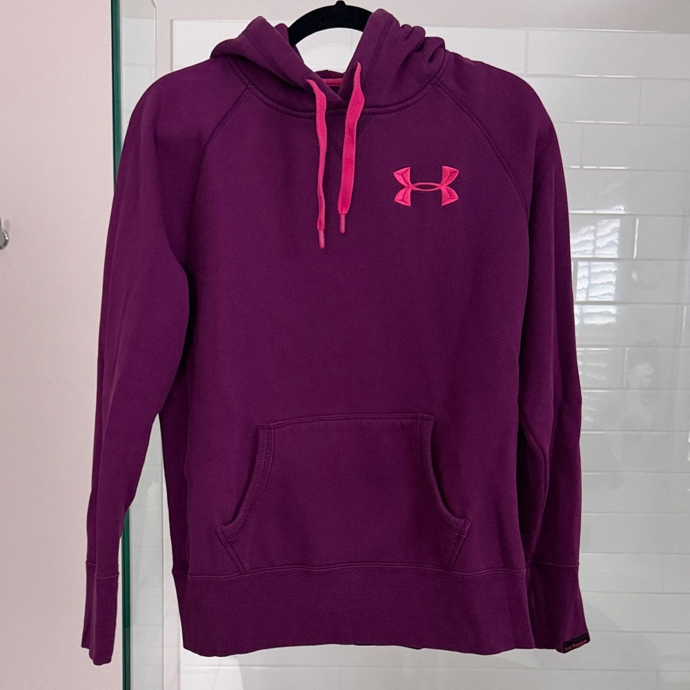 Under Armour Women’s Purple /Maroon Hoodie with Neon Pink Logo